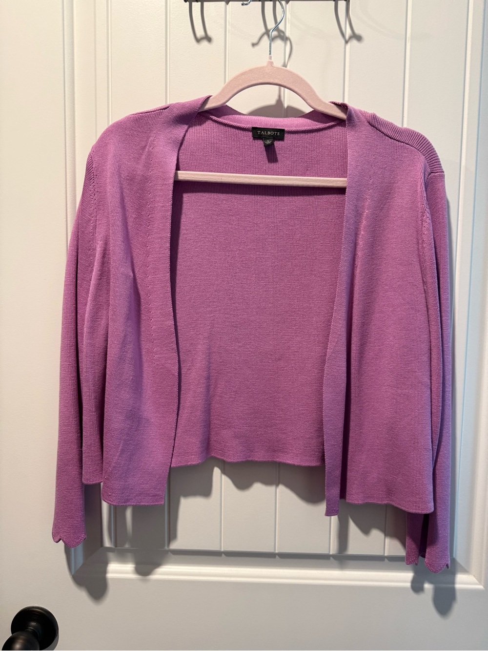 Talbots Orchid Open-Front Women’s Scalloped Edge Cardigan